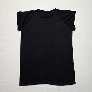 Vintage Blank Shirt Bantam Raglan Cap Sleeve Black USA Large Warm Up Tee 80s